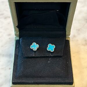 Van Cleef & Arpels 18k white gold turquoise earstuds